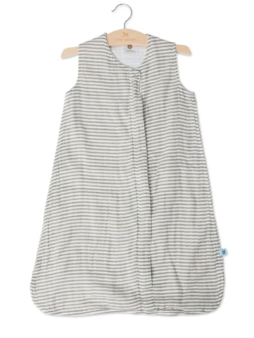 Little Unicorn Muslin Sleep Sack 6-12M 1.1 TOG Grey Stripe 2 Way Zipper